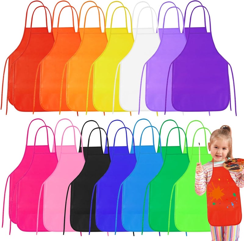 PLULON 5/12/24/36 Pcs Kids Aprons for Painting, Painting Apron Bulk for Kids Art Smocks for Art Crafts Home Kitchen Classroom - Image 1